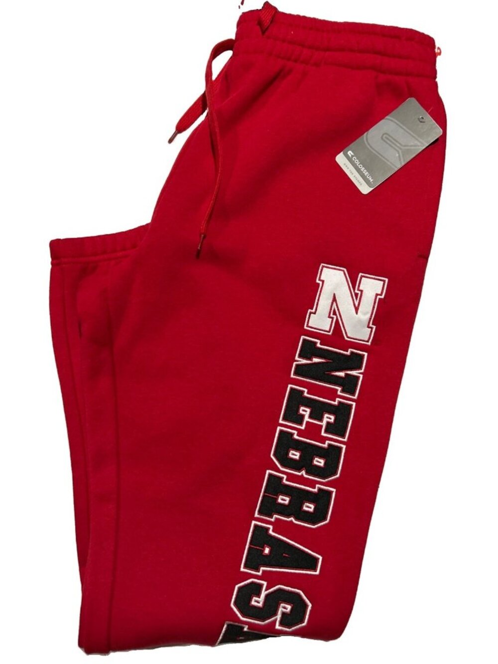 Men's Colosseum Scarlet Nebraska Huskers Embriodred Fleece Pants Large New